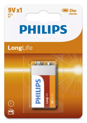 PHILIPS LongLife Zinc chloride μπαταρία 6F22L1B/10