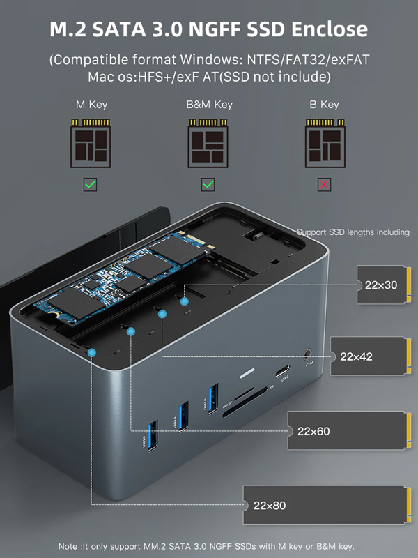 Δεύτερη φωτογραφία του CABLETIME docking station DOCK162 με θήκη SSD