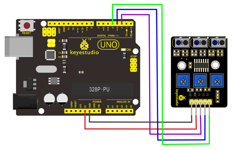 Δεύτερη φωτογραφία του KEYESTUDIO 3-channel infrared line tracking sensor KS0453