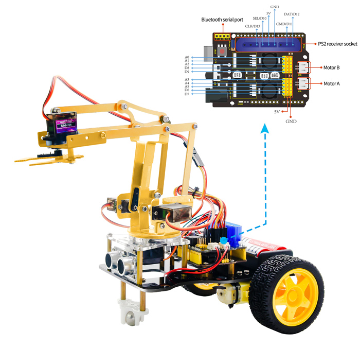 Τρίτη φωτογραφία του KEYESTUDIO 4DOF mechanical robot arm car kit KS0520