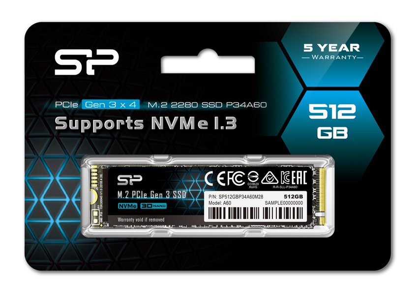 Δεύτερη φωτογραφία του SILICON POWER SSD PCIe Gen3x4 P34A60 M.2 2280