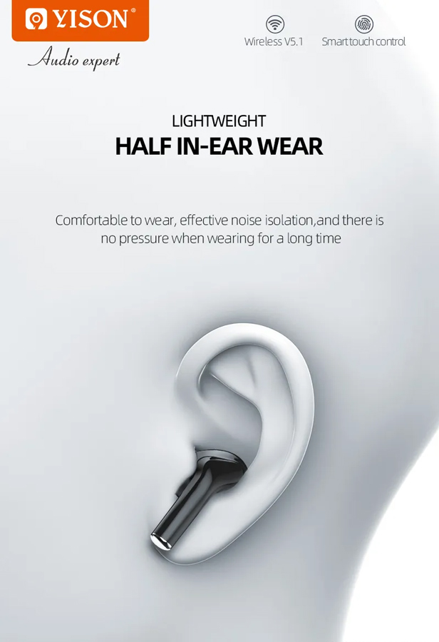 Δεύτερη φωτογραφία του YISON earphones με θήκη φόρτισης TWS-T6